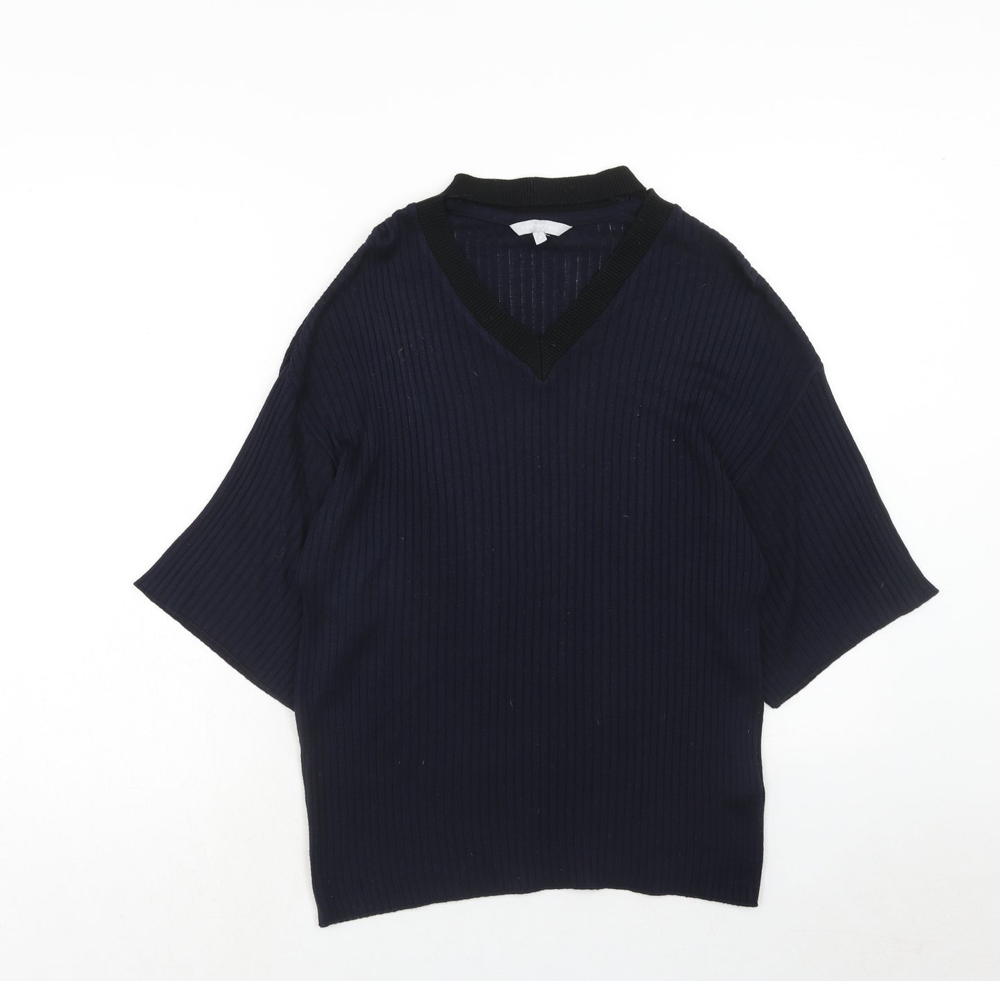 Red Herring Womens Blue V-Neck Viscose Pullover Jumper Size 8