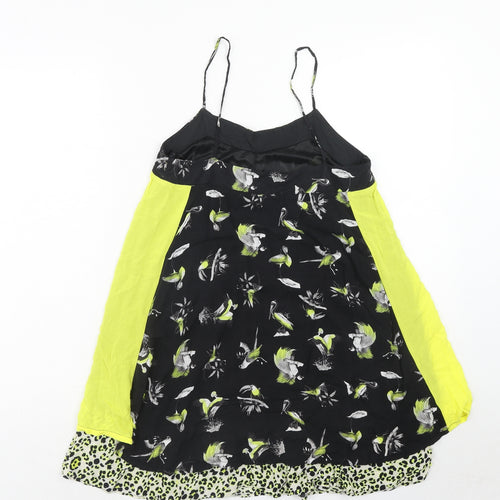 Zara Womens Green Geometric Polyester Basic Tank Size M V-Neck - Birds Print