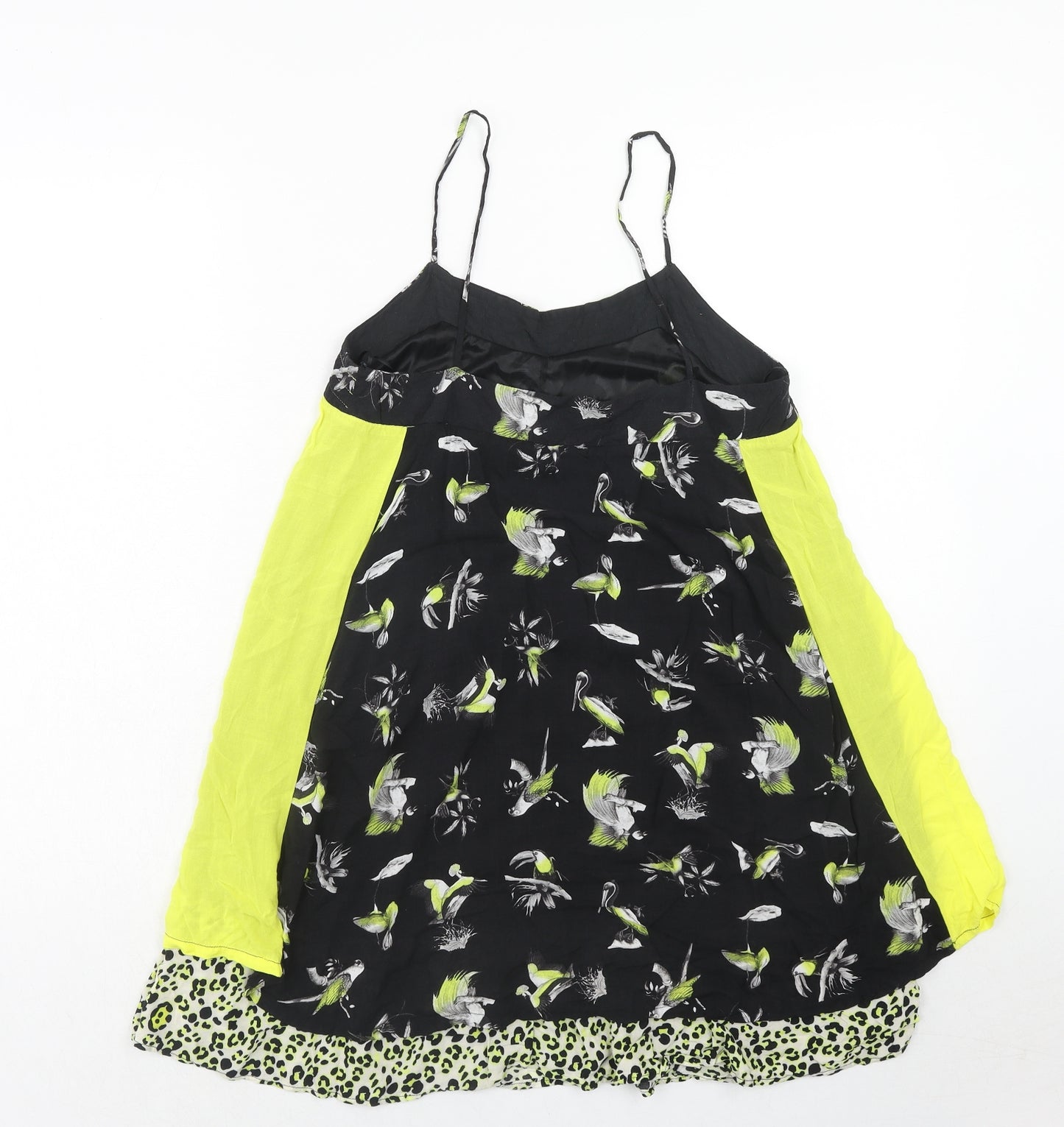 Zara Womens Green Geometric Polyester Basic Tank Size M V-Neck - Birds Print