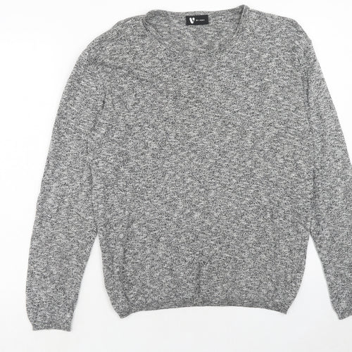 Very Mens Grey Round Neck Cotton Pullover Jumper Size M Long Sleeve