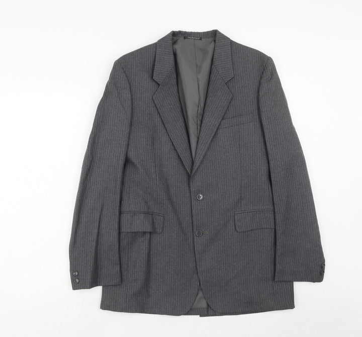 Peter Brown Mens Grey Striped Wool Jacket Suit Jacket Size 36 Regular