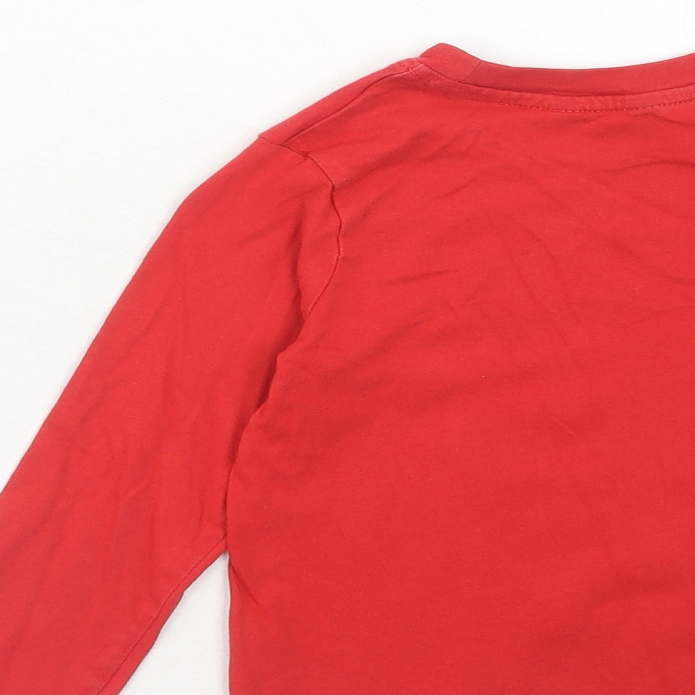 George Boys Red Cotton Basic T-Shirt Size 3-4 Years Round Neck Pullover - Cool