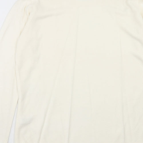 Bonmarché Womens Ivory Round Neck Acrylic Pullover Jumper Size S