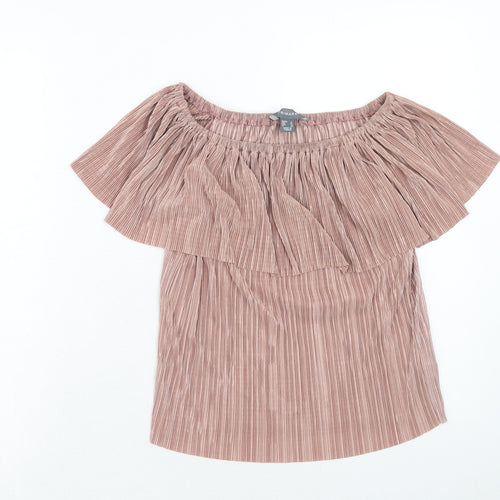 Primark Womens Brown Geometric Polyester Basic Tank Size 4 Off the Shoulder