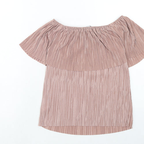 Primark Womens Brown Geometric Polyester Basic Tank Size 4 Off the Shoulder