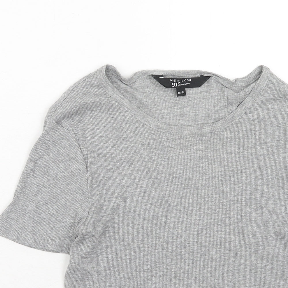 NEXT Girls Grey Cotton Basic T-Shirt Size 14-15 Years Round Neck Pullover
