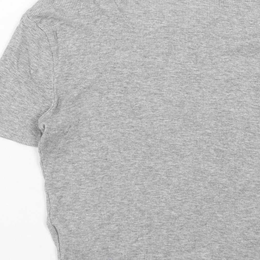 NEXT Girls Grey Cotton Basic T-Shirt Size 14-15 Years Round Neck Pullover