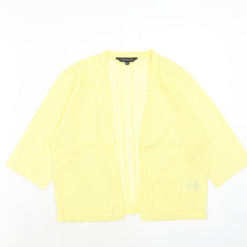 Peacocks Womens Yellow V-Neck Acrylic Cardigan Jumper Size 10