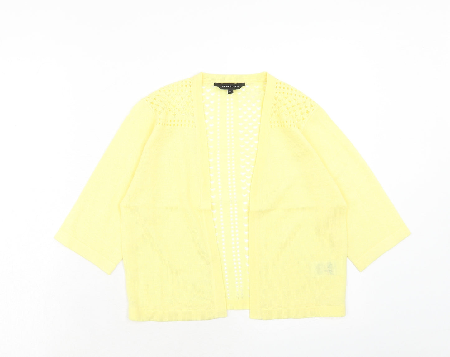 Peacocks Womens Yellow V-Neck Acrylic Cardigan Jumper Size 10