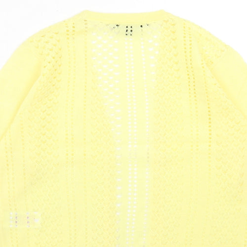 Peacocks Womens Yellow V-Neck Acrylic Cardigan Jumper Size 10