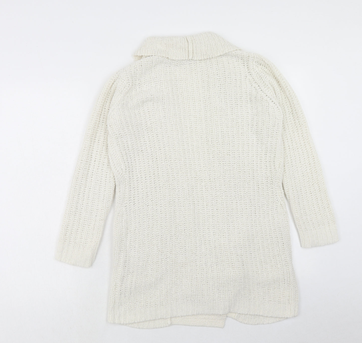 Atmosphere Womens White V-Neck Polyester Cardigan Jumper Size 8