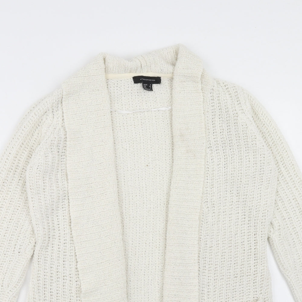 Atmosphere Womens White V-Neck Polyester Cardigan Jumper Size 8