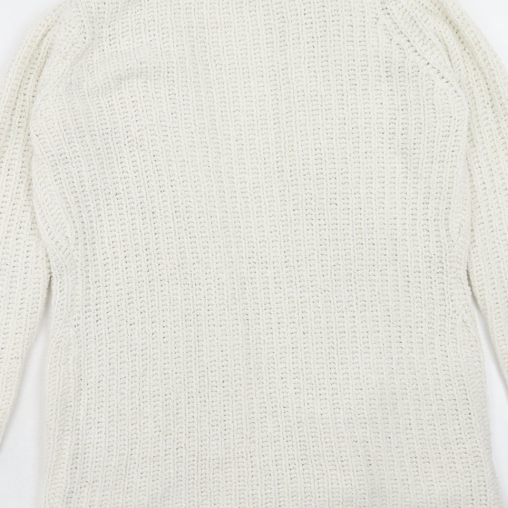 Atmosphere Womens White V-Neck Polyester Cardigan Jumper Size 8
