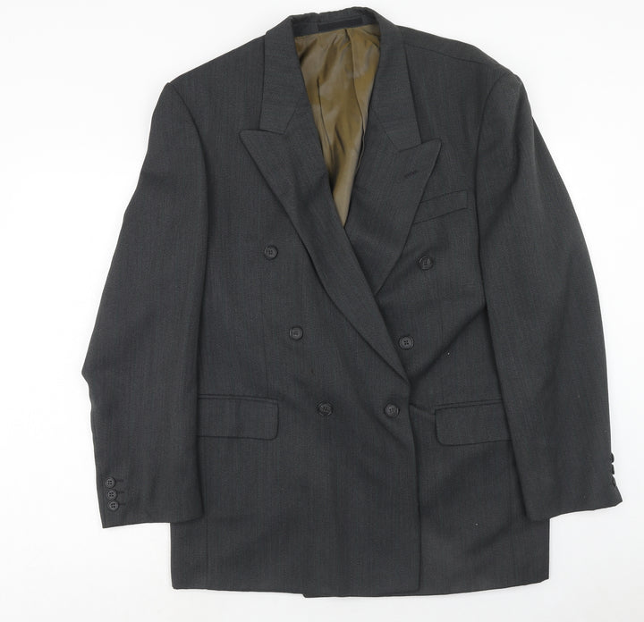 Preworn Mens Grey Polyester Jacket Suit Jacket Size 40 Regular