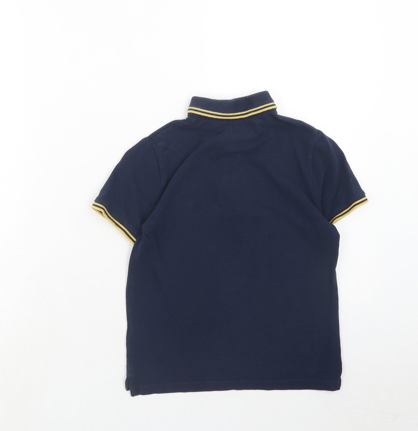 Marks and Spencer Boys Blue Cotton Basic Polo Size 6-7 Years Collared Button