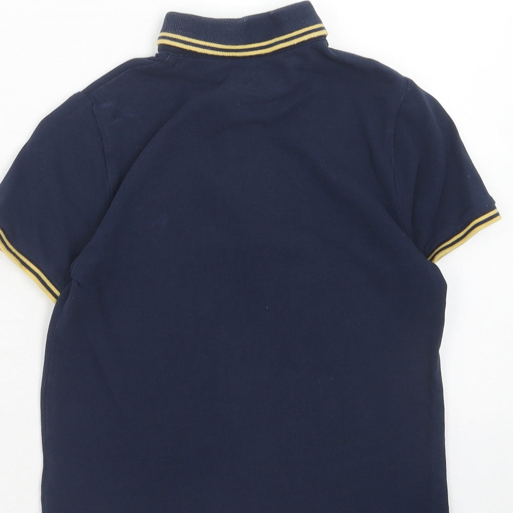 Marks and Spencer Boys Blue Cotton Basic Polo Size 6-7 Years Collared Button