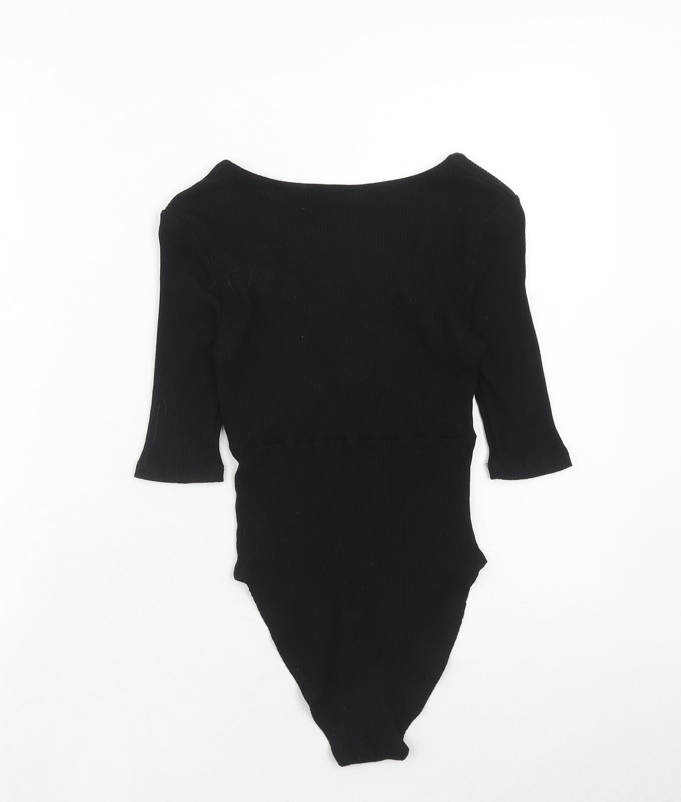River Island Womens Black Viscose Bodysuit One-Piece Size 10 Snap
