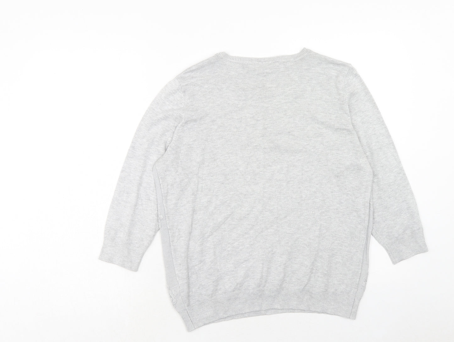 Dorothy Perkins Womens Grey Round Neck Floral Viscose Pullover Jumper Size 16