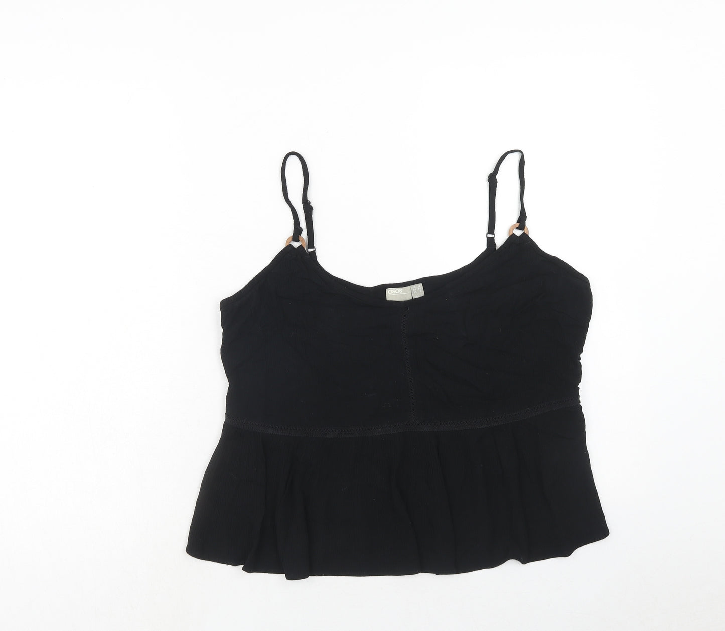 ASOS Womens Black Viscose Cropped Tank Size 12 Round Neck