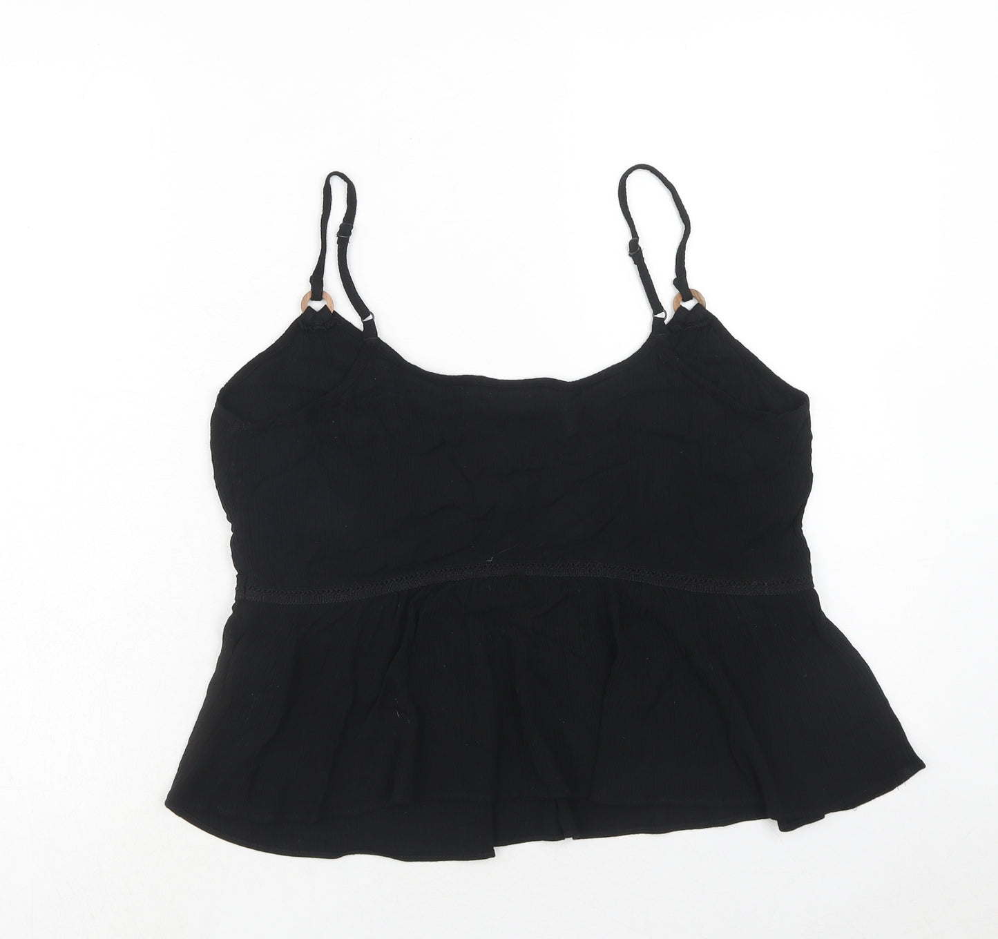 ASOS Womens Black Viscose Cropped Tank Size 12 Round Neck