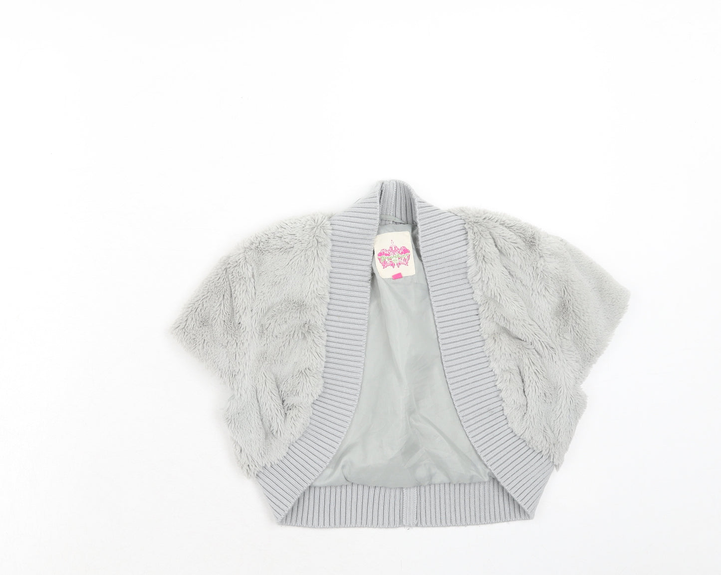 New Look Girls Grey V-Neck Polyester Cardigan Jumper Size 10-11 Years Pullover
