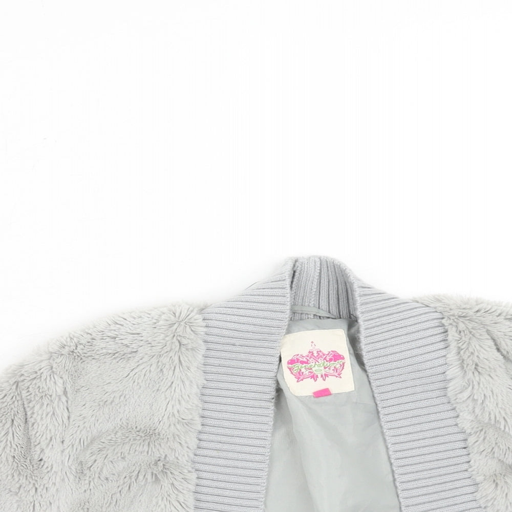 New Look Girls Grey V-Neck Polyester Cardigan Jumper Size 10-11 Years Pullover