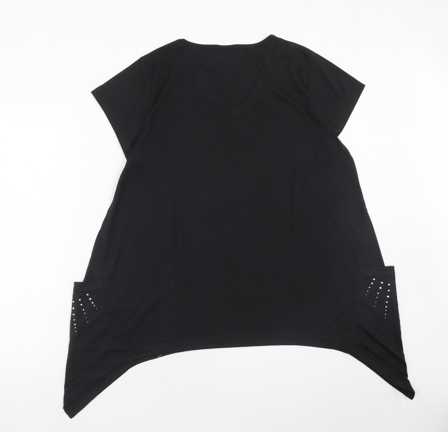 Being Casual Womens Black Polyester Basic Blouse Size 14 Round Neck