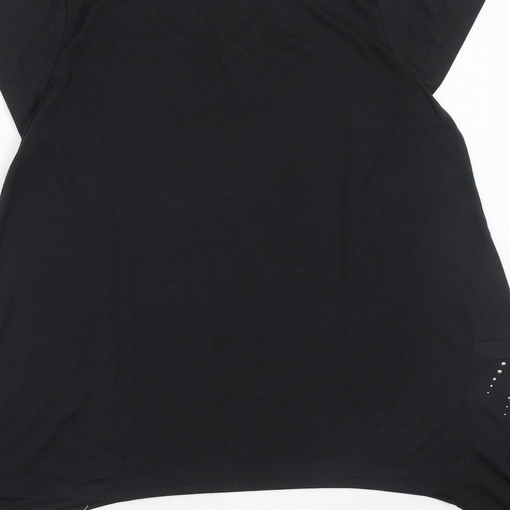 Being Casual Womens Black Polyester Basic Blouse Size 14 Round Neck