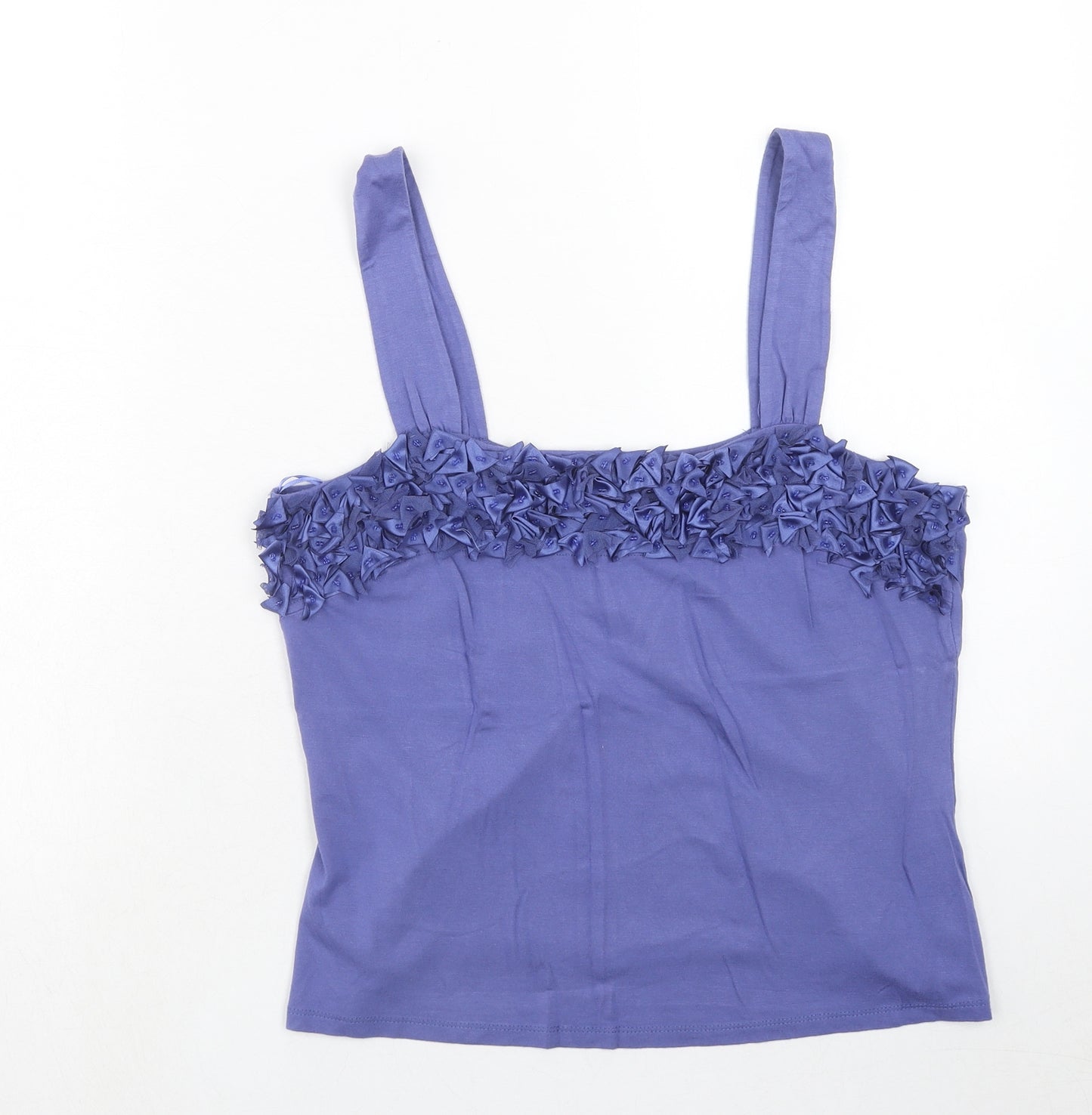 M&Co Womens Purple Viscose Basic Tank Size 14 Square Neck