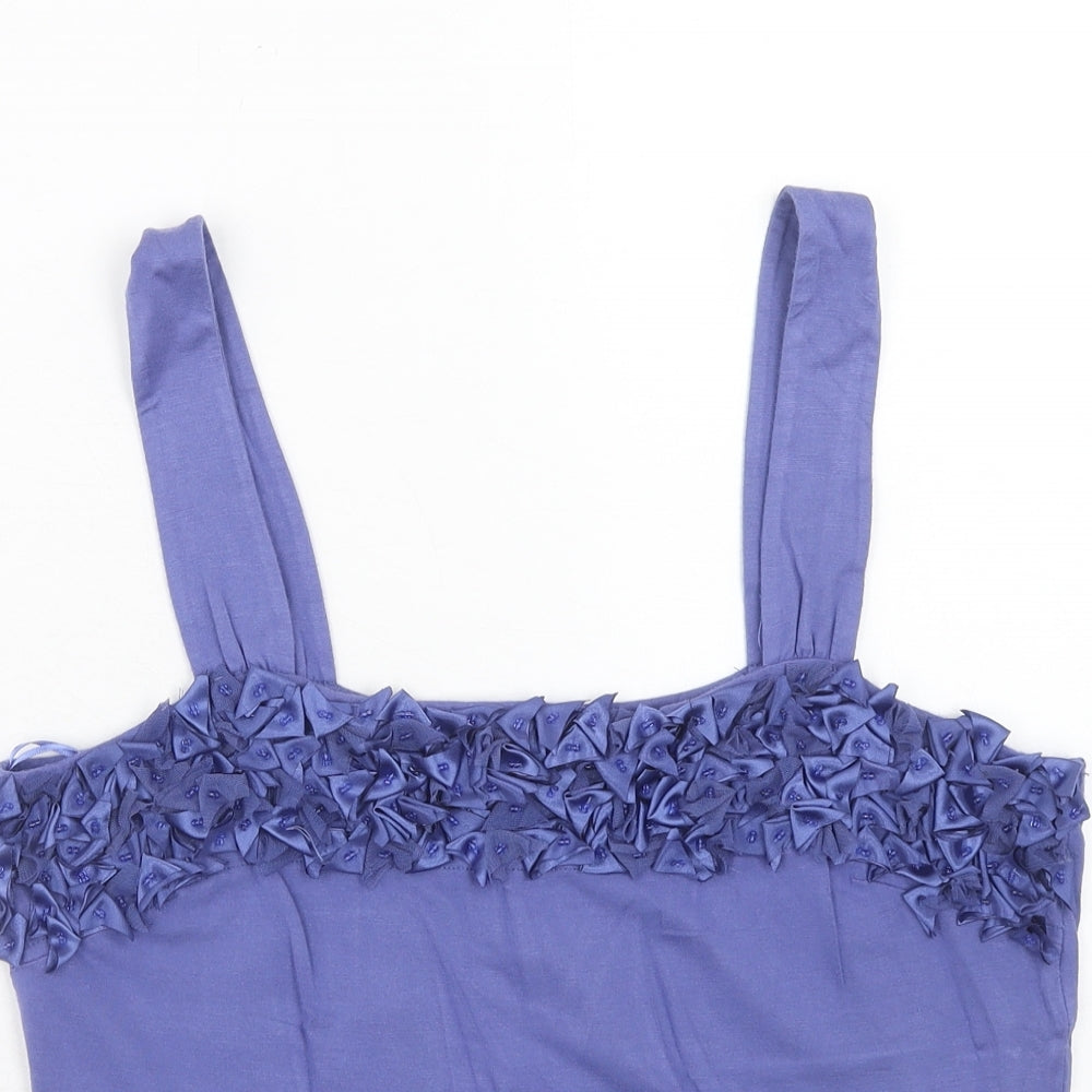 M&Co Womens Purple Viscose Basic Tank Size 14 Square Neck