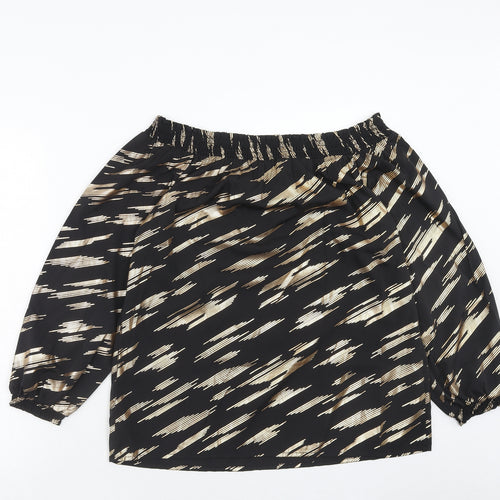 Capsule Womens Black Geometric Polyester Basic Blouse Size 10 Off the Shoulder