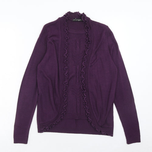 Just Elegance Womens Purple V-Neck Acrylic Cardigan Jumper Size S - Size S/M