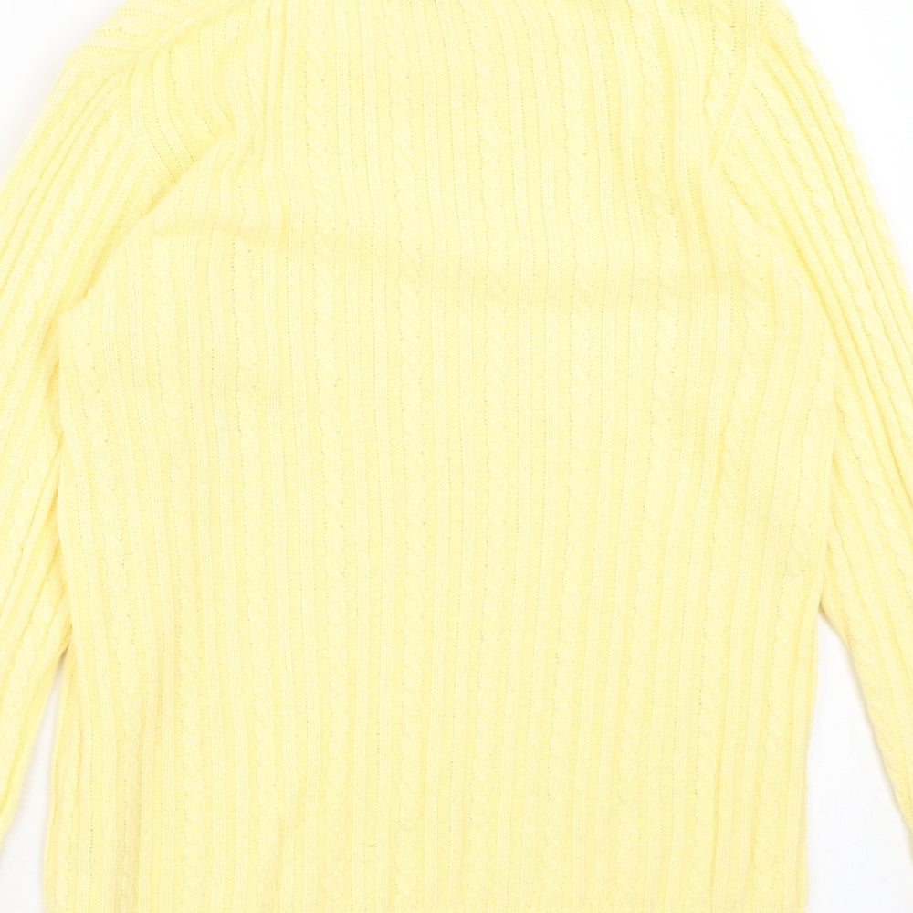 Classic Womens Yellow Round Neck Acrylic Pullover Jumper Size L - Size M/L