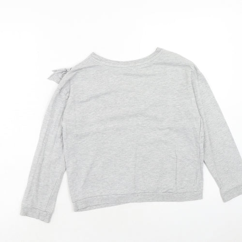 H&M Girls Grey Cotton Basic T-Shirt Size 8 Years Round Neck Pullover - 8-10 Years