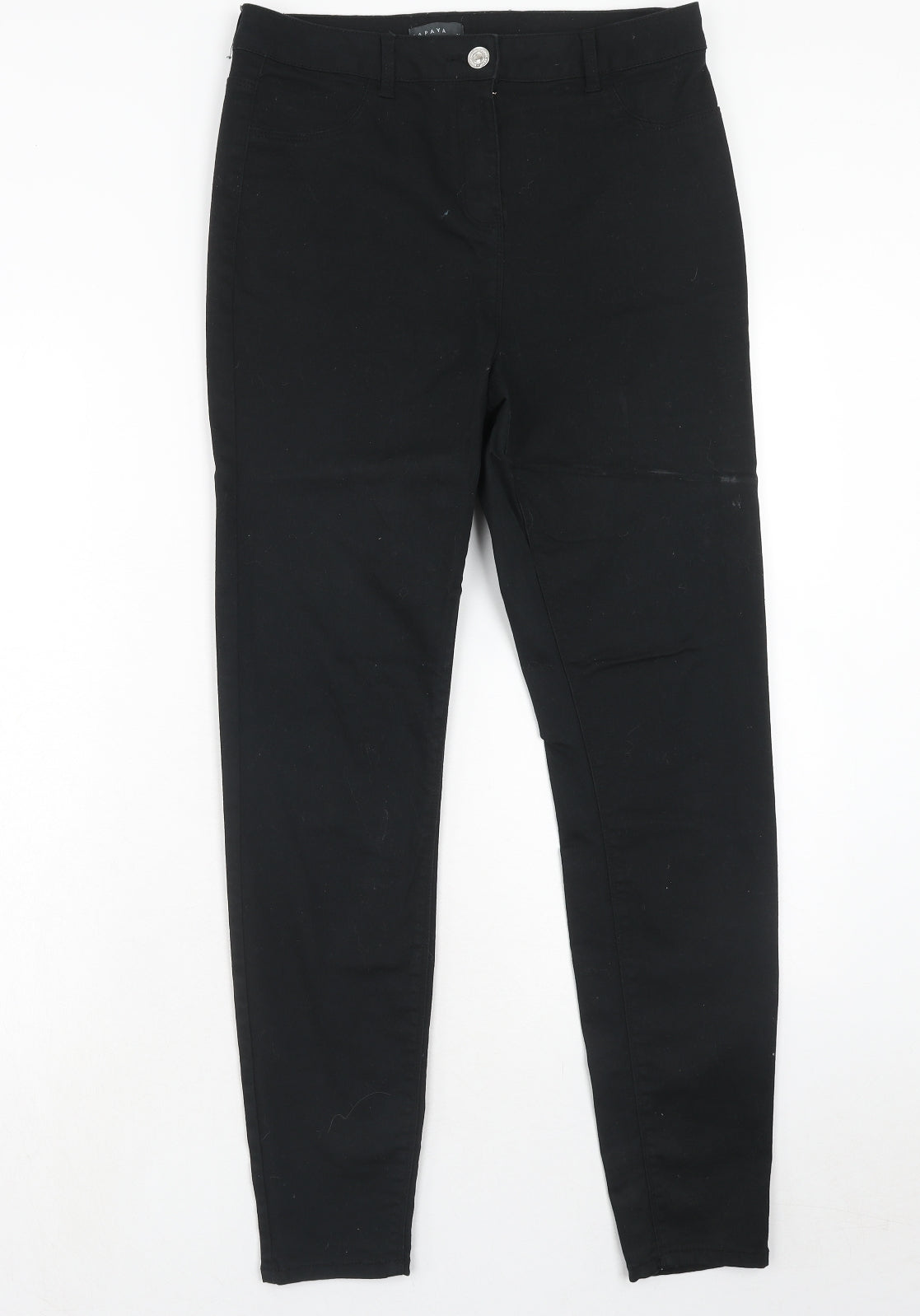 papaya Womens Black Cotton Skinny Jeans Size 12 L31 in Regular Zip