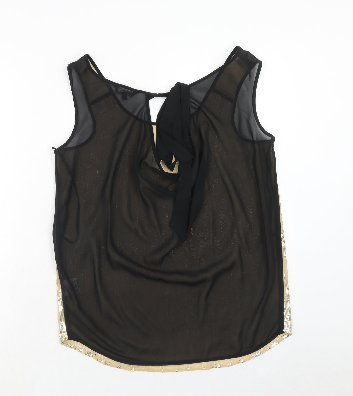 Papaya Womens Gold Geometric Polyester Basic Tank Size 8 Round Neck