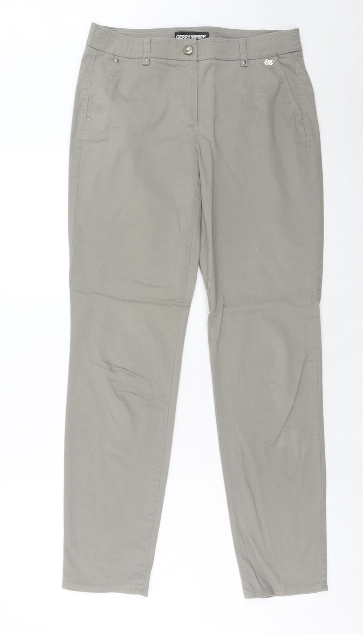 Gerry Weber Womens Beige Cotton Trousers Size 10 Regular Zip