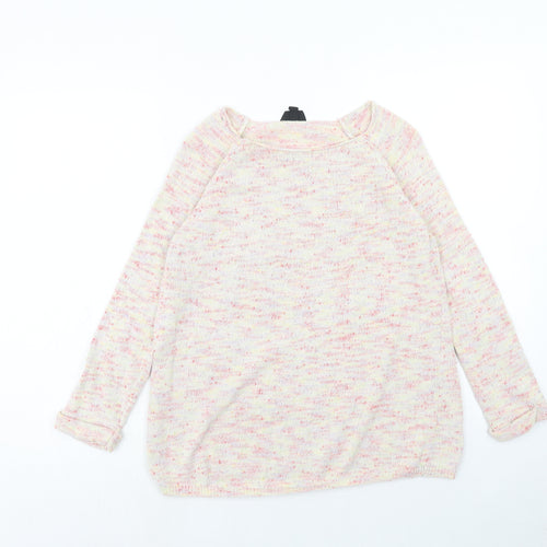 Topshop Womens Pink Round Neck Cotton Pullover Jumper Size 6