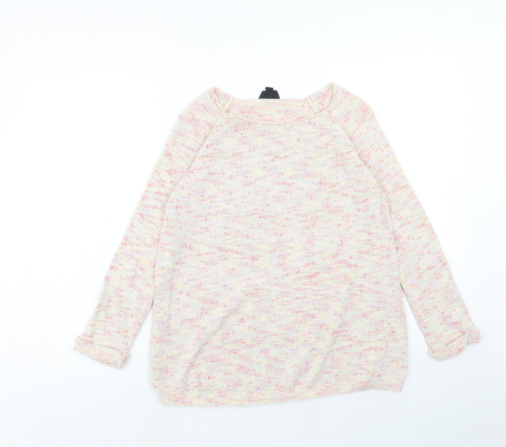 Topshop Womens Pink Round Neck Cotton Pullover Jumper Size 6