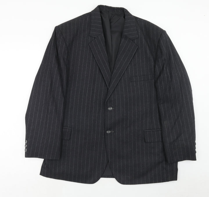stagewear Mens Grey Striped Polyester Jacket Blazer Size 46 Regular