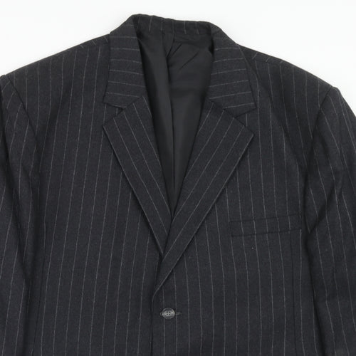 stagewear Mens Grey Striped Polyester Jacket Blazer Size 46 Regular
