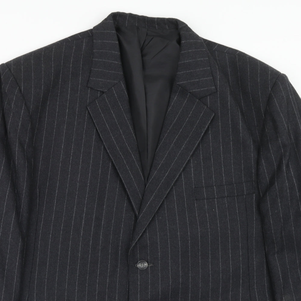 stagewear Mens Grey Striped Polyester Jacket Blazer Size 46 Regular
