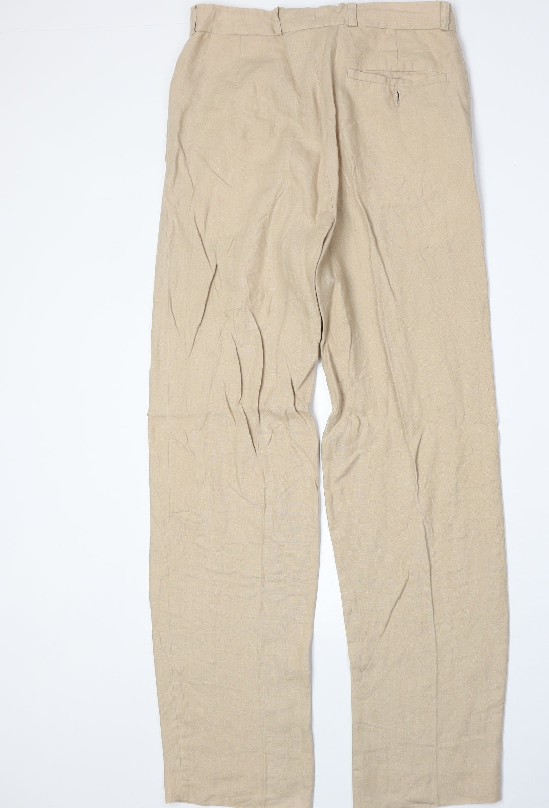 Zona Mens Beige Linen Trousers Size 30 in Regular Zip