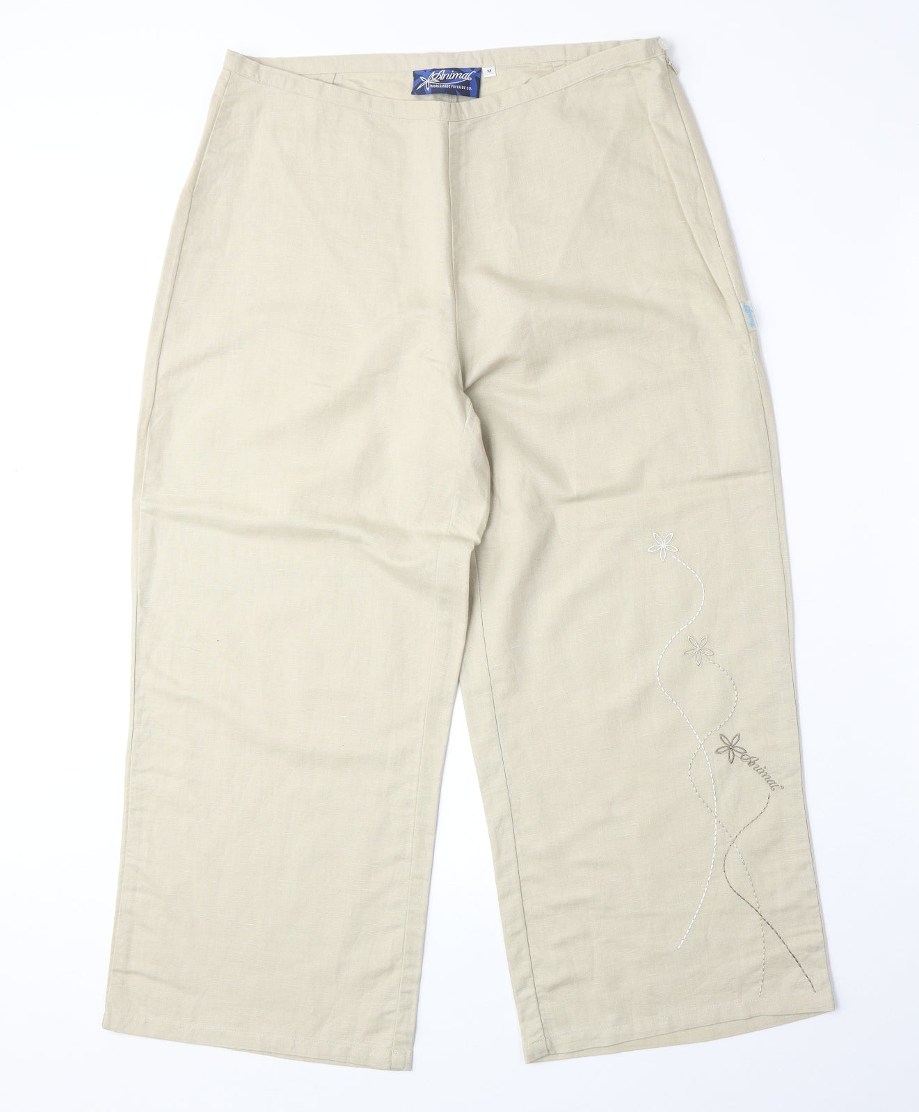 Animal Womens Beige Linen Trousers Size M Regular Zip