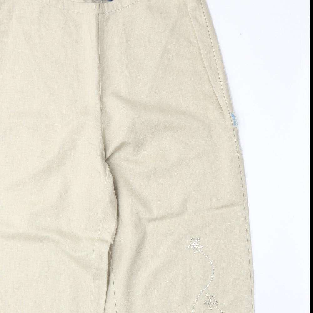 Animal Womens Beige Linen Trousers Size M Regular Zip