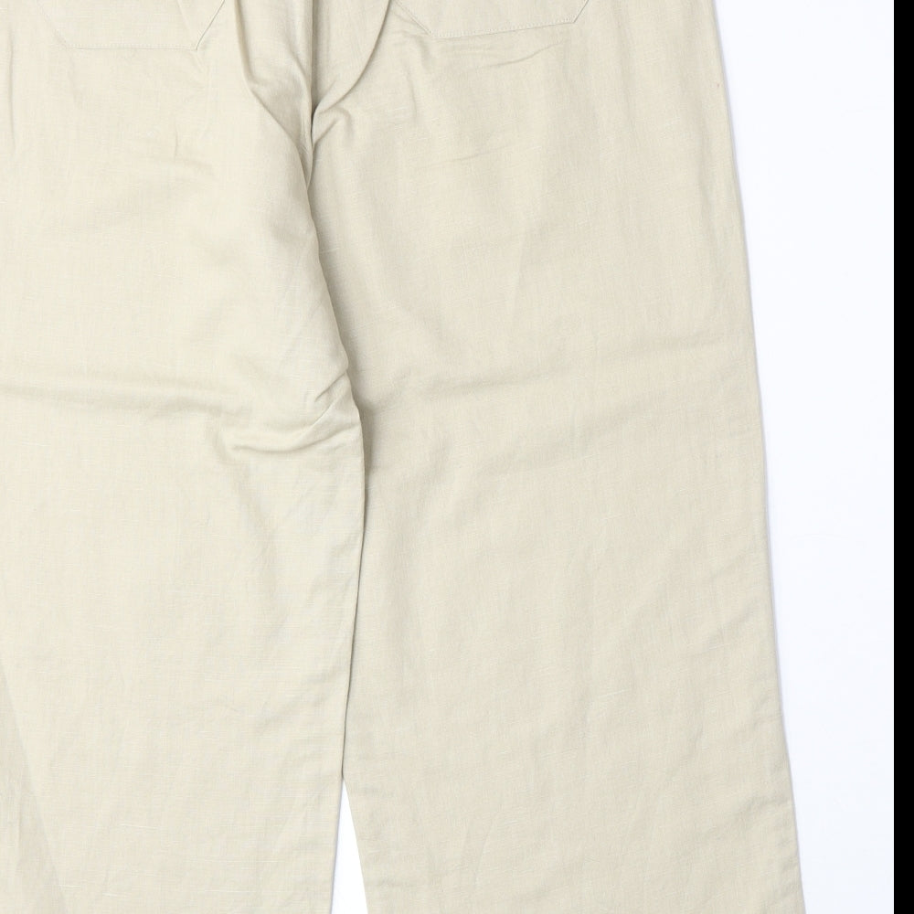 Animal Womens Beige Linen Trousers Size M Regular Zip