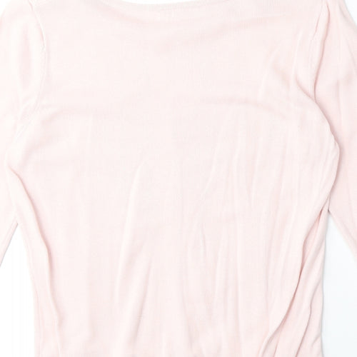 BHS Womens Pink Round Neck Cotton Pullover Jumper Size 10