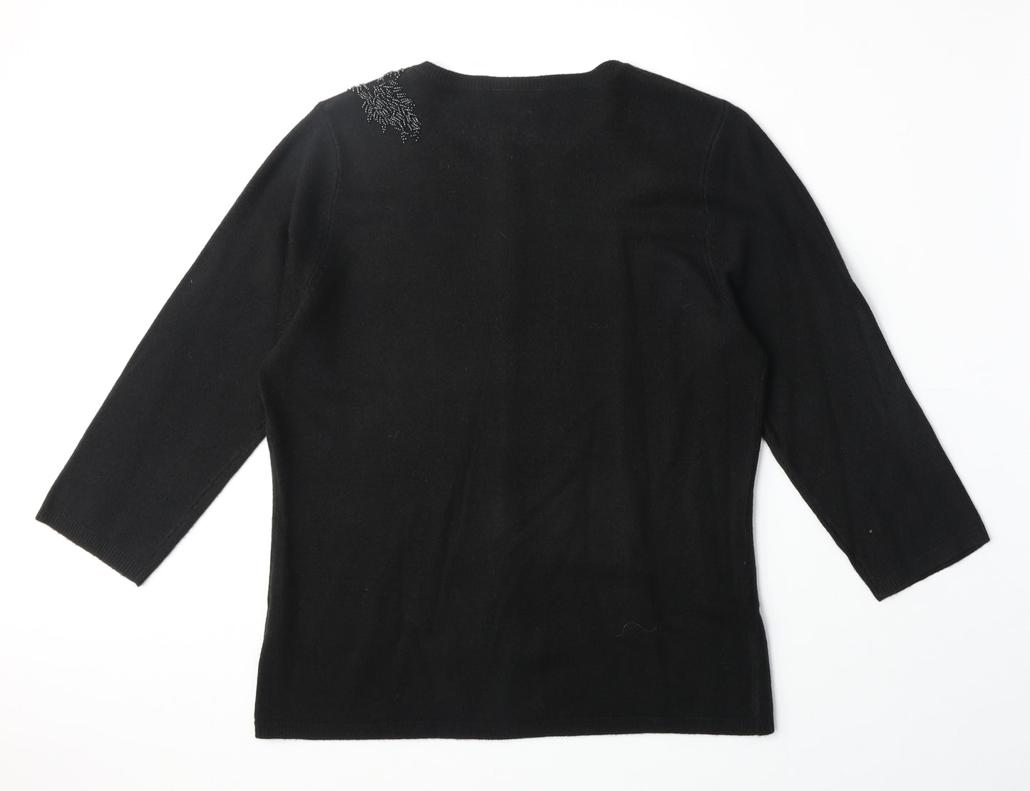BHS Womens Black Round Neck Acrylic Cardigan Jumper Size 12