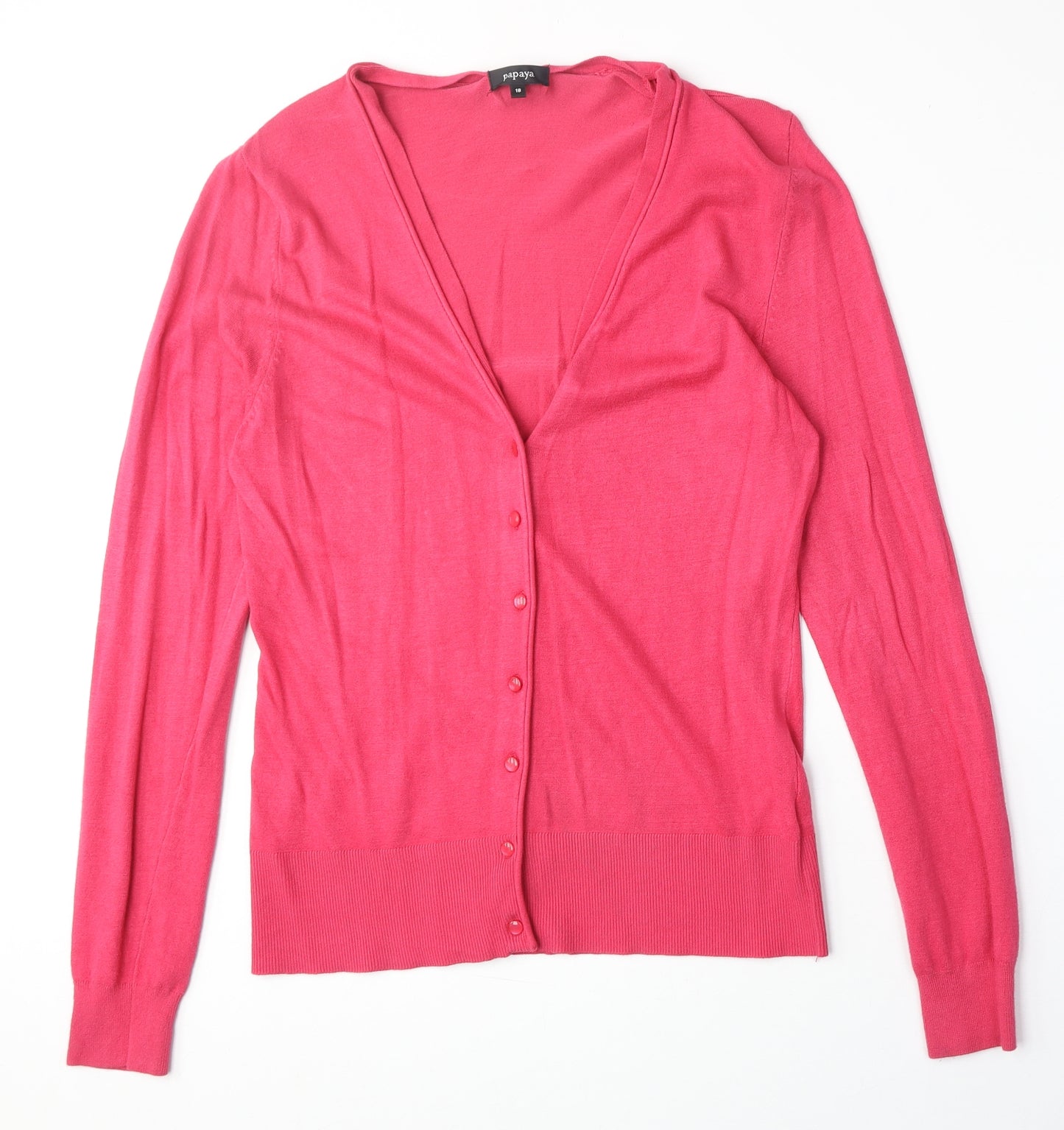 Papaya Womens Pink V-Neck Viscose Cardigan Jumper Size 18