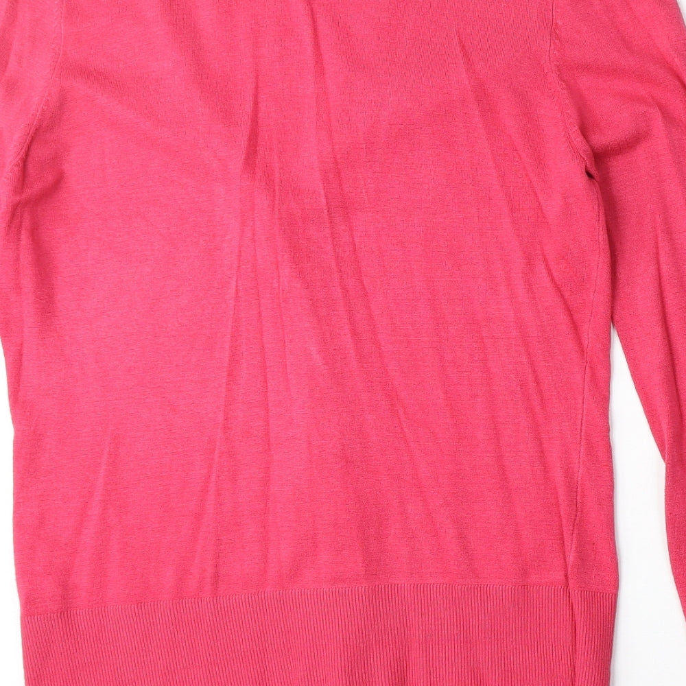 Papaya Womens Pink V-Neck Viscose Cardigan Jumper Size 18